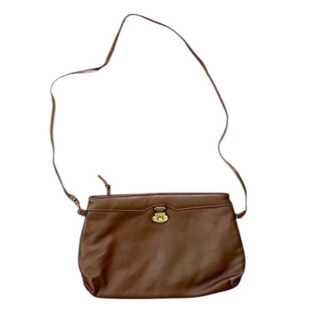 Vintage 90s Etienne Aigner Brown Leather Shoulder Bag